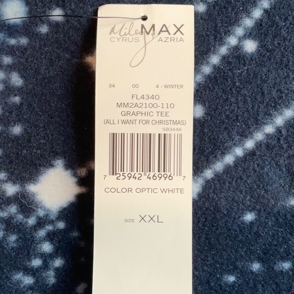 Miley Cyrus Max Azria White Graphic Christmas Tee Size XXL, NWT - Picture 12 of 12
